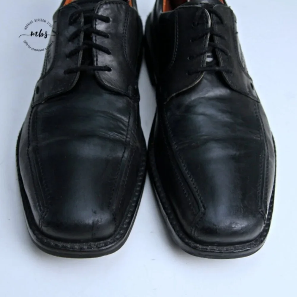 Ecco Lace‎ Up Leather Dress Shoes Black Men 12 - 12-5
